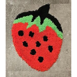 Vintage Latchhook Strawberry Pillow Cover
